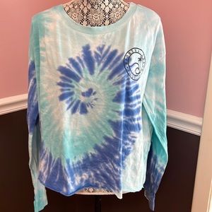 NWT Ocean Drive Tie Dye Graphic L/S T-Shirt, blues L
